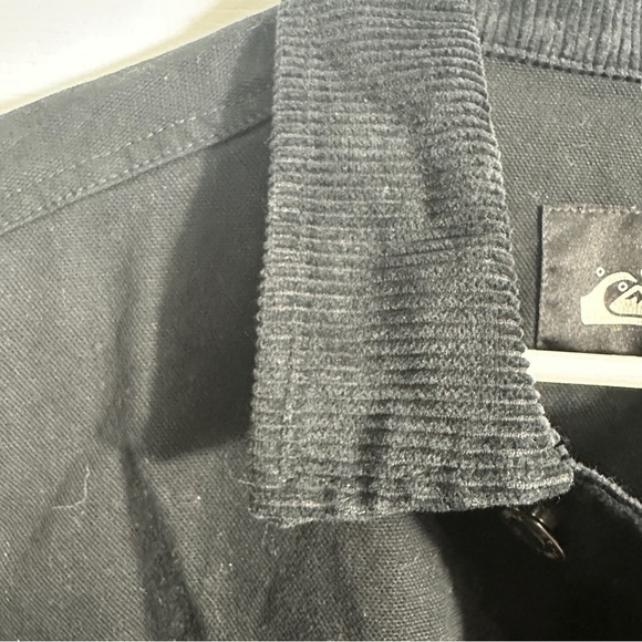 Quiksilver ladies denim jacket, sz L, corduroy collar, utility, work, crop - Picture 6 of 13
